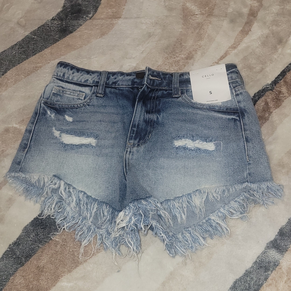 Cello Women's Distressed Denim Shorts - Blue